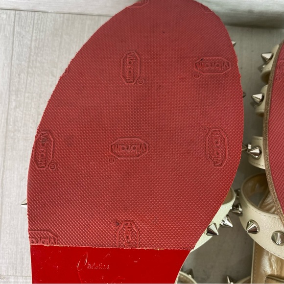 Christian Louboutin LoubiClou Studded Caged Leather Gladiator Sandals Sz 37.5 - Picture 9 of 10